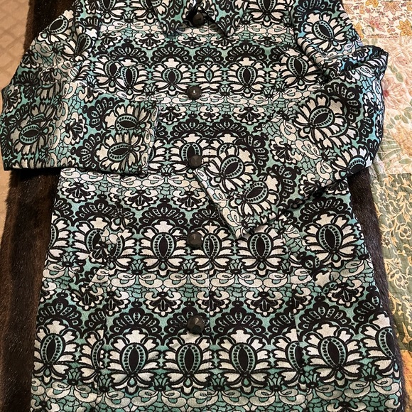 Spanner jacquard tapestry evening jacket 6 teal and black - Picture 5 of 7